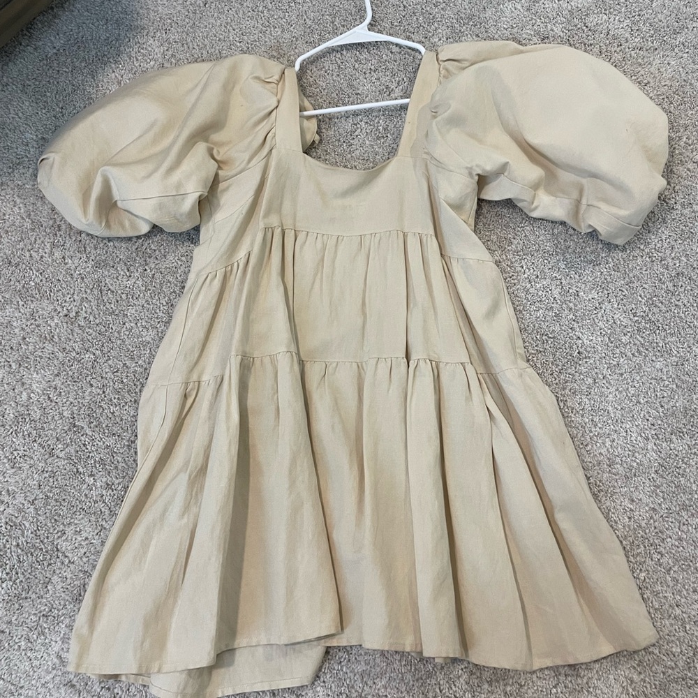 Cream Puff Sleeve Mini Dress